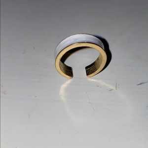 White and gold band ring